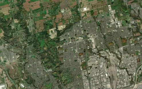 Aerial View of the City of Vaughan and roads