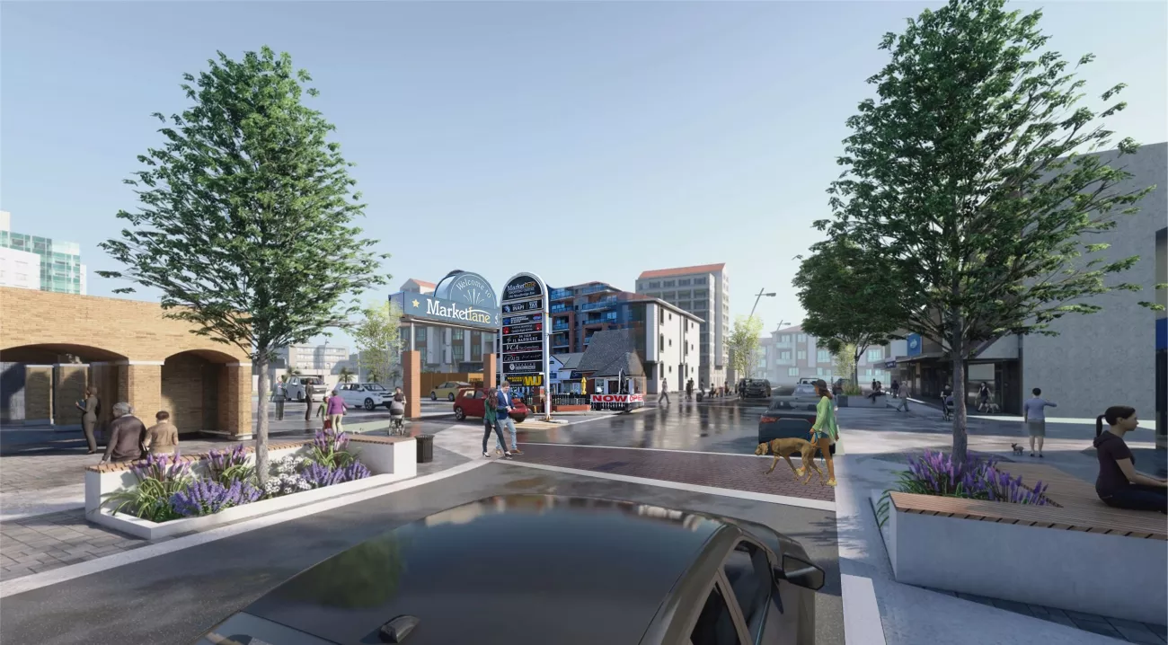 Final rendering of the Woodbridge Avenue Improvements at Market Lane