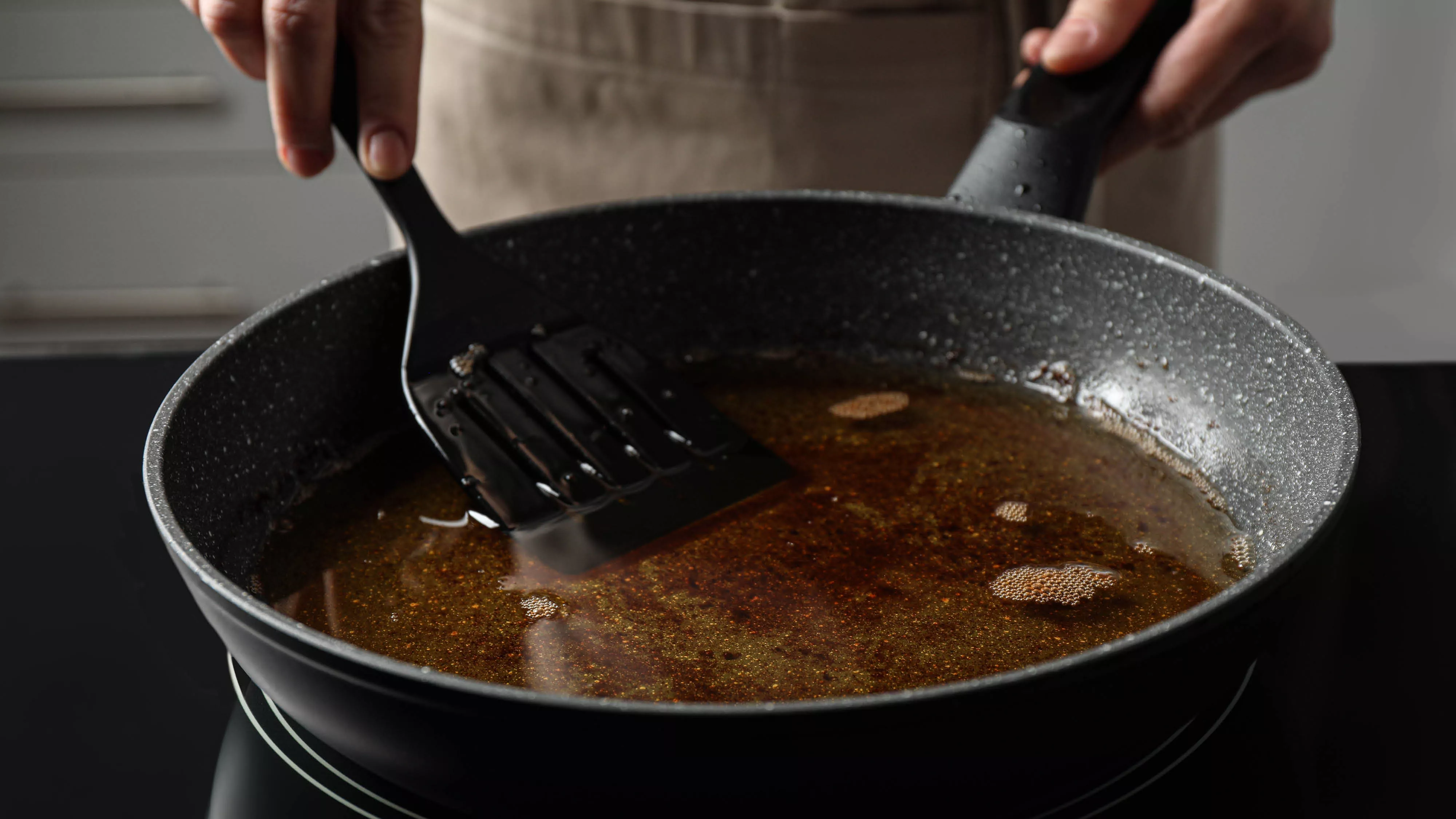 oil in a frying pan