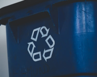 close-up of recycling bin