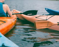 kayaks in the water
