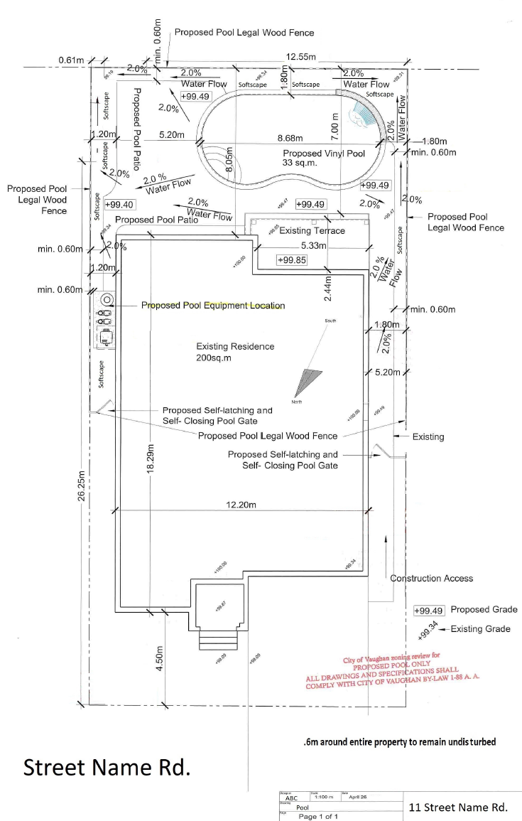in ground pool sample sketch