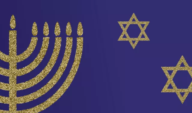 Menorah with 3 stars of David