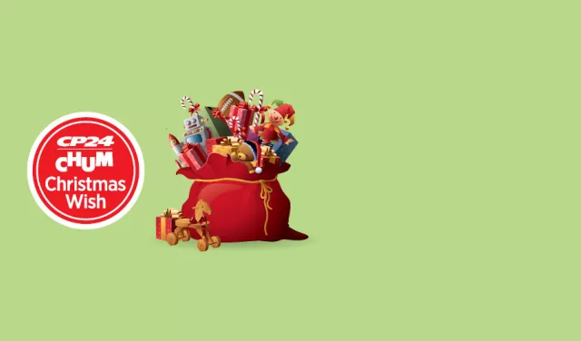 CP24 CHUM Christmas Wish logo and bag of toys