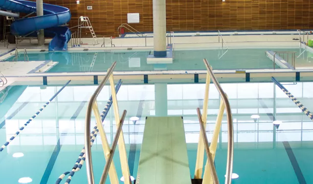 swimming pool with diving board