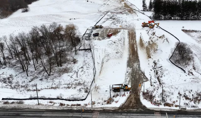 Drone view of an unpaved road