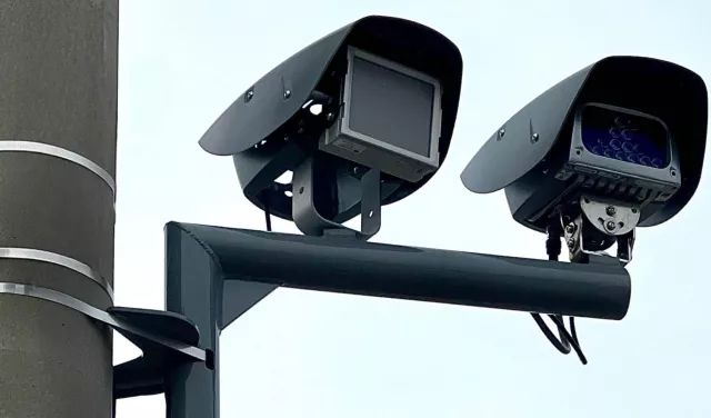 Speed camera on a pole