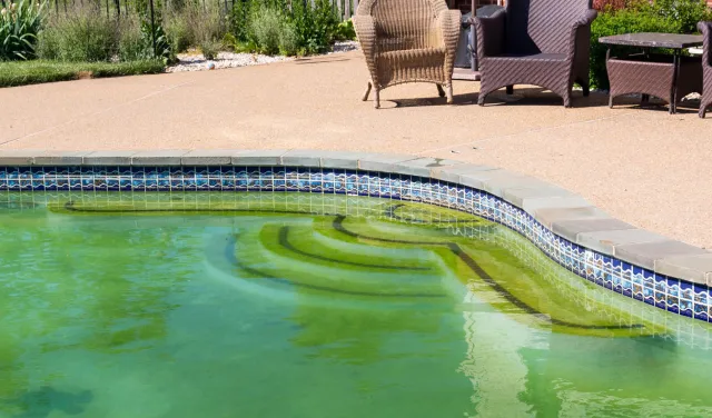 Dirty outdoor swimming pool