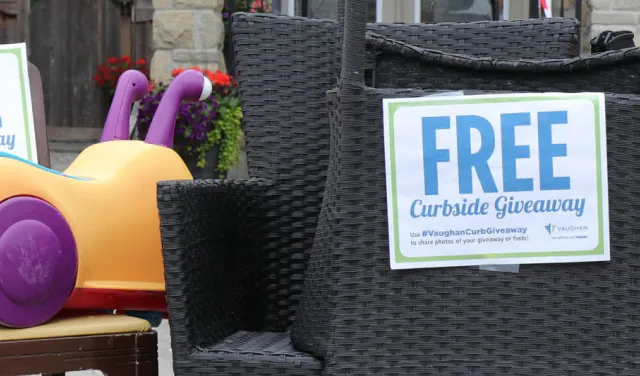 photo of chairs and baby toys with FREE signs on them