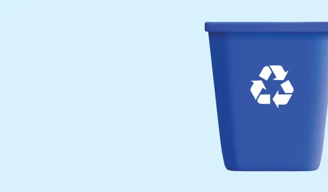 Illustration of a blue recycling bin