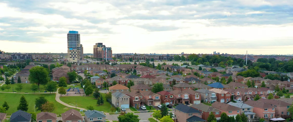 A landscape view of homes.