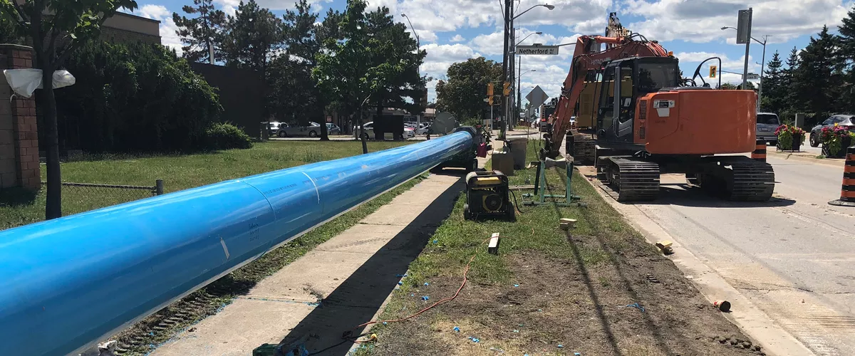 A water pipe being replaced in old Maple area.
