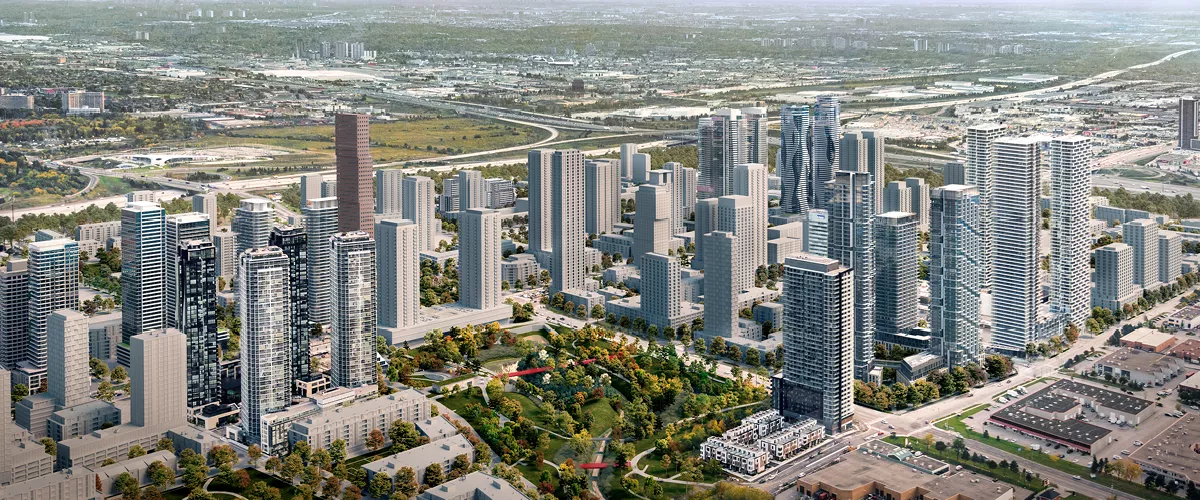 A conceptual rendering of the Vaughan Metropolitan Centre area.