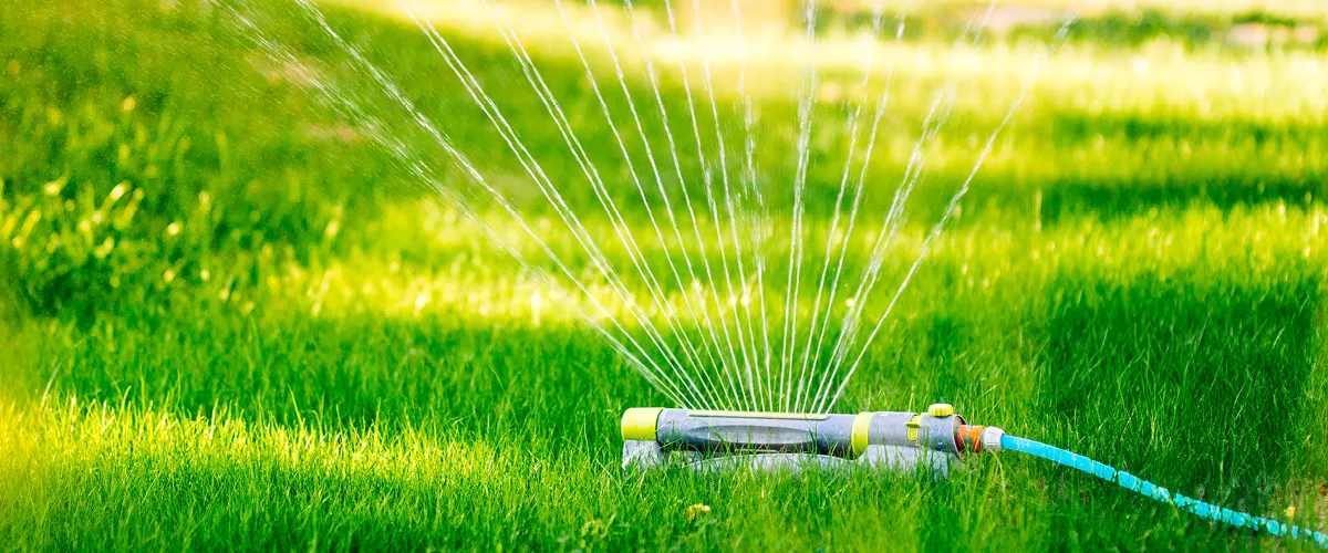 A sprinkler with water coming out.