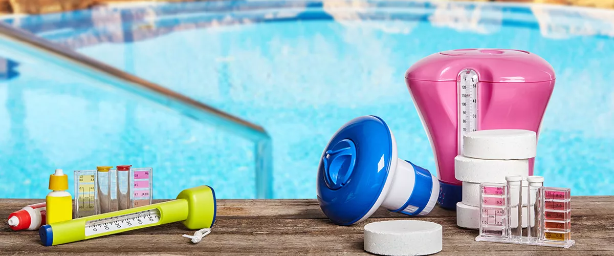 Pool water testing and measuring devices.