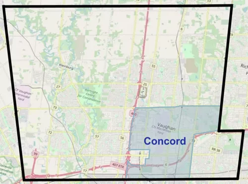 Map showing boundaries of Concord