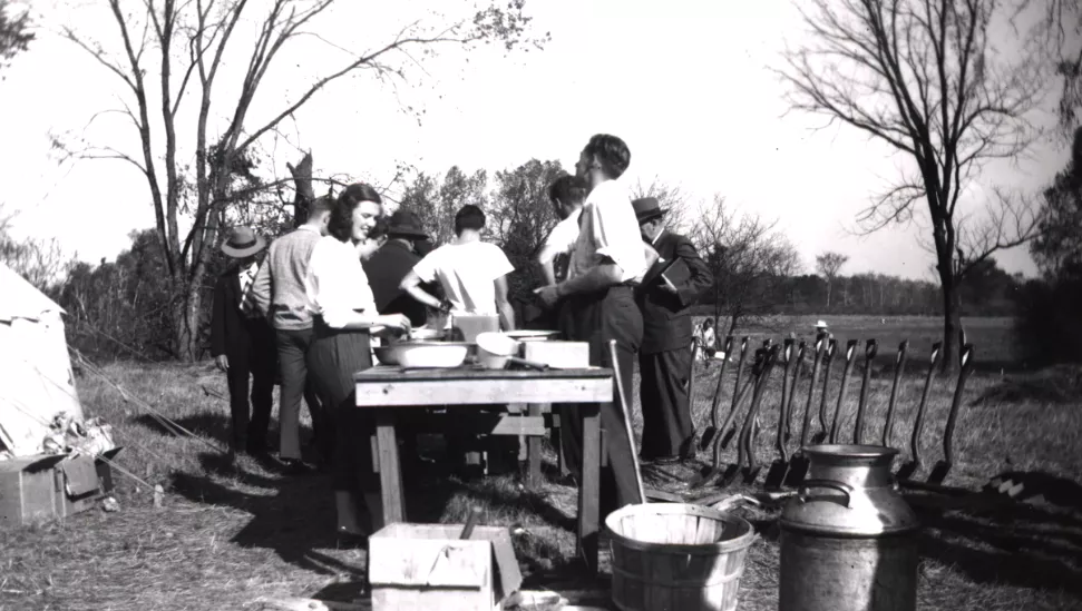 Image of Archaeologists at the Mackenzie Site dig, ca. 1947