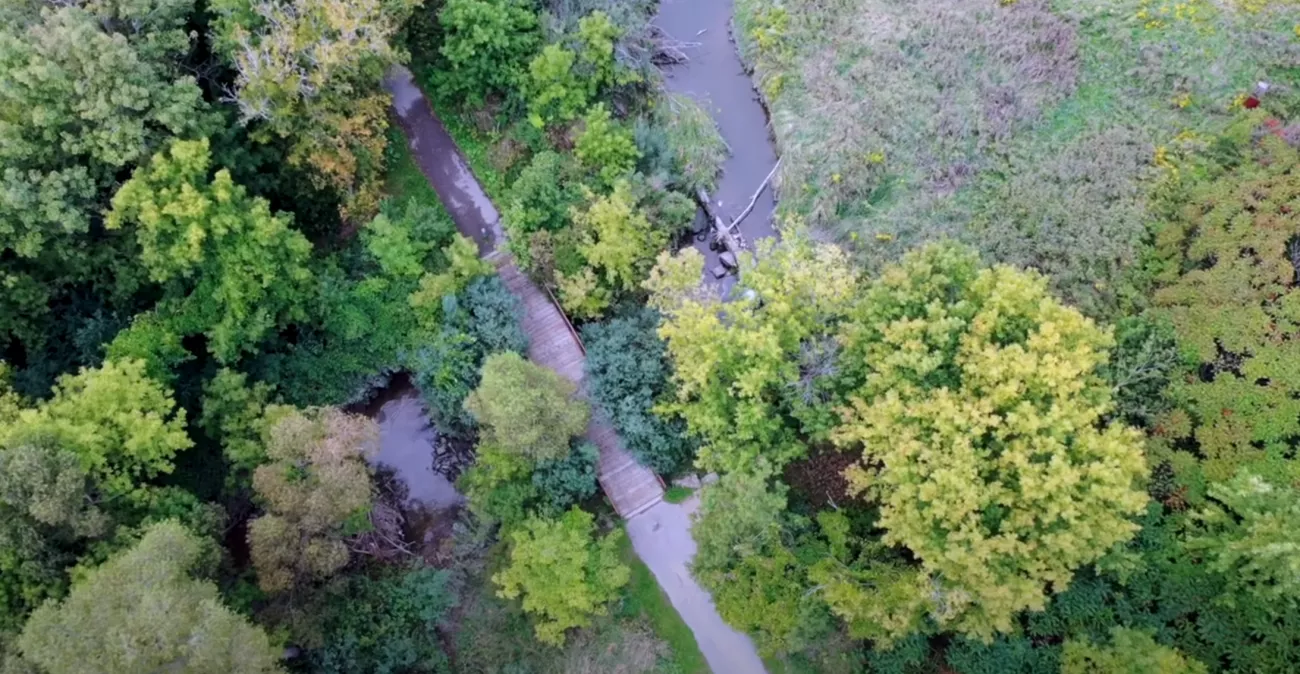 An aerial view of the Bartley Smith Greenway Trail