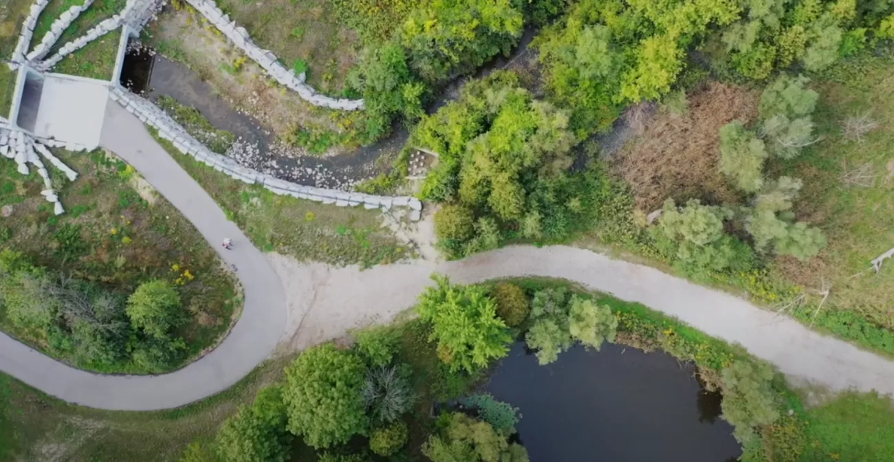 An aerial view of the Bartley Smith Greenway Trail