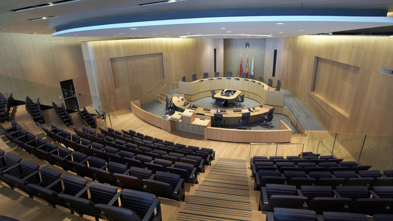 council chamber empty from top
