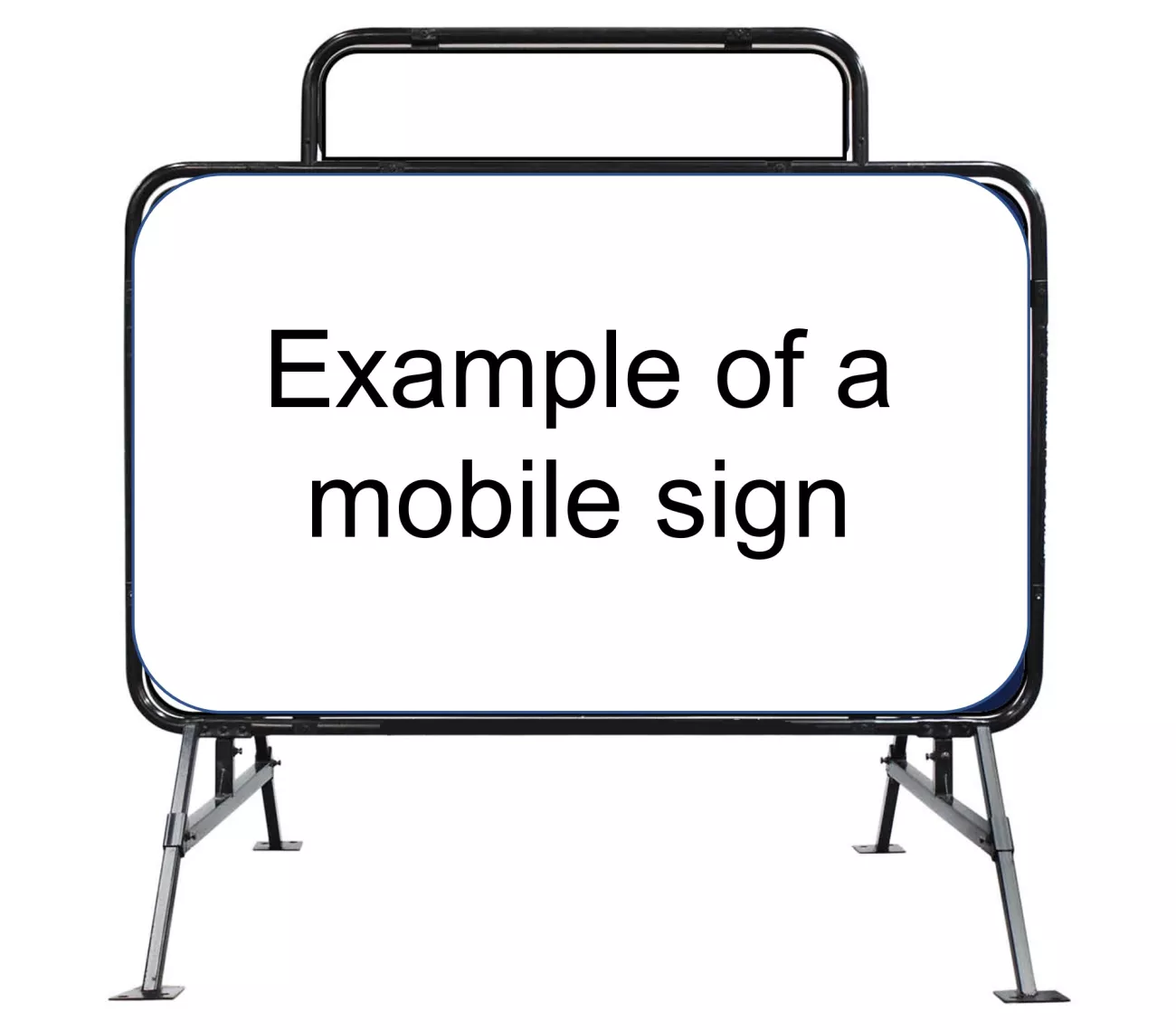 Mobile sign with the text "Example of a mobile sign"