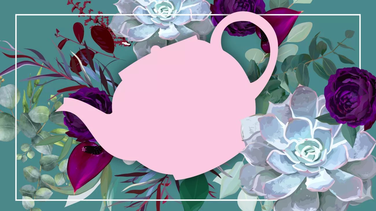 Pink teapot with florals and greenery