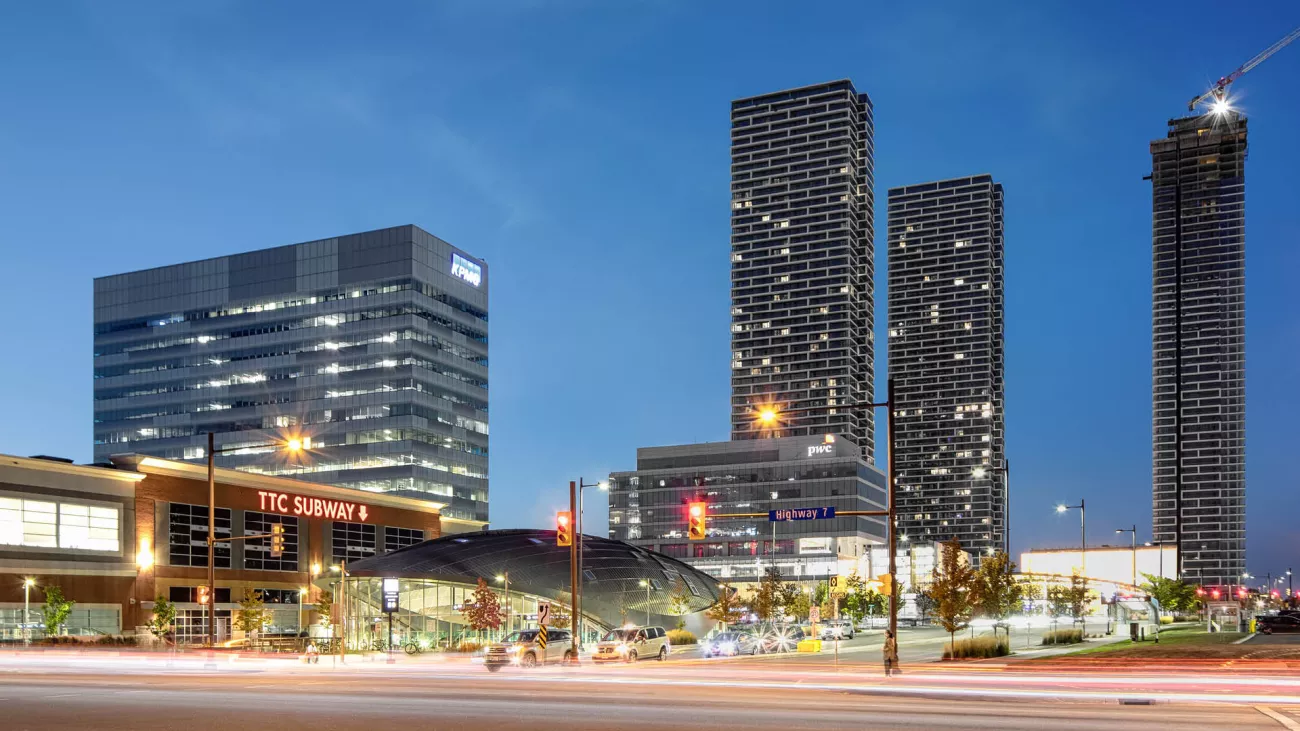 Image is of the Vaughan Metropolitan Centre