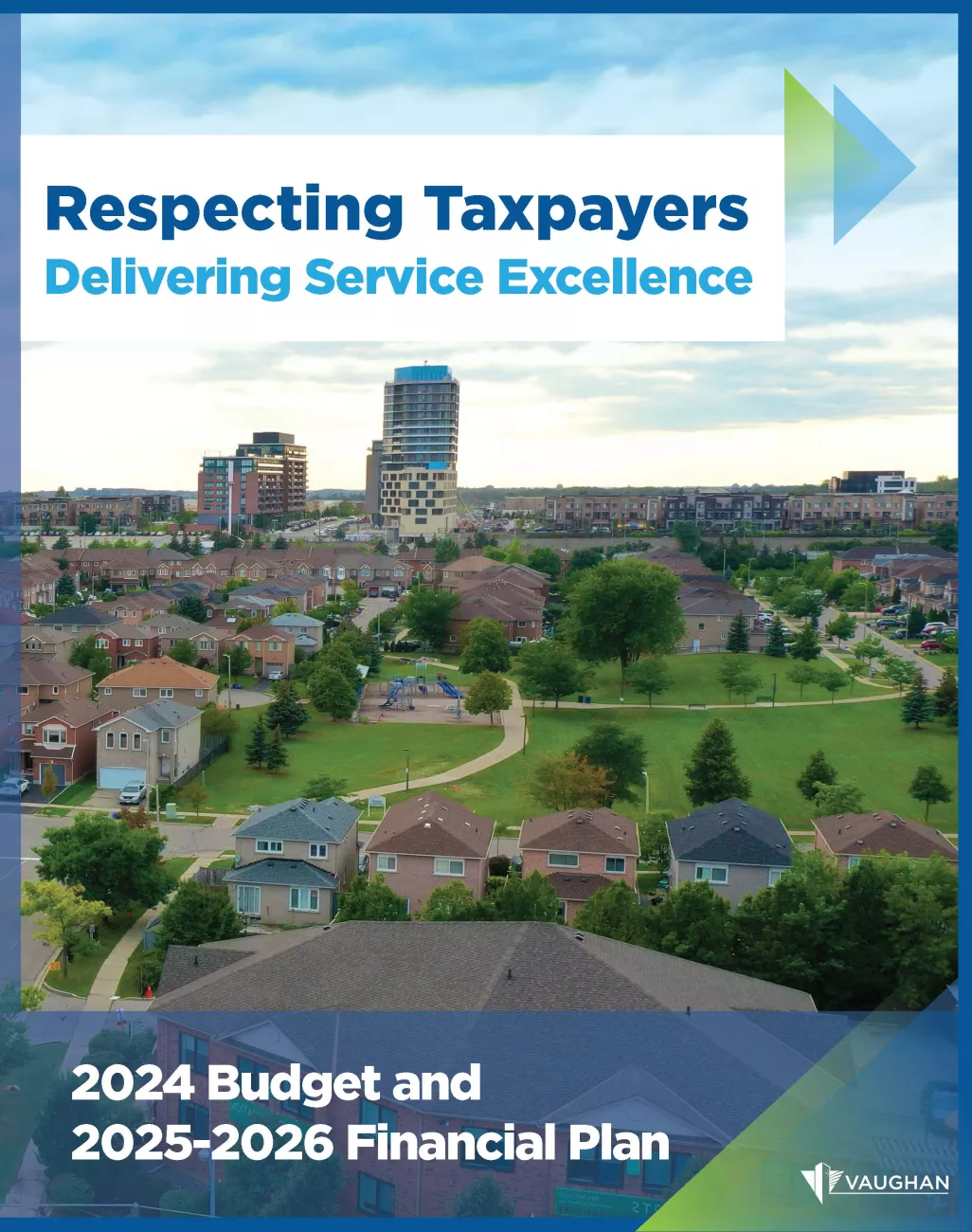 2024 Budget Book cover with a picture of a Vaughan neighbourhood