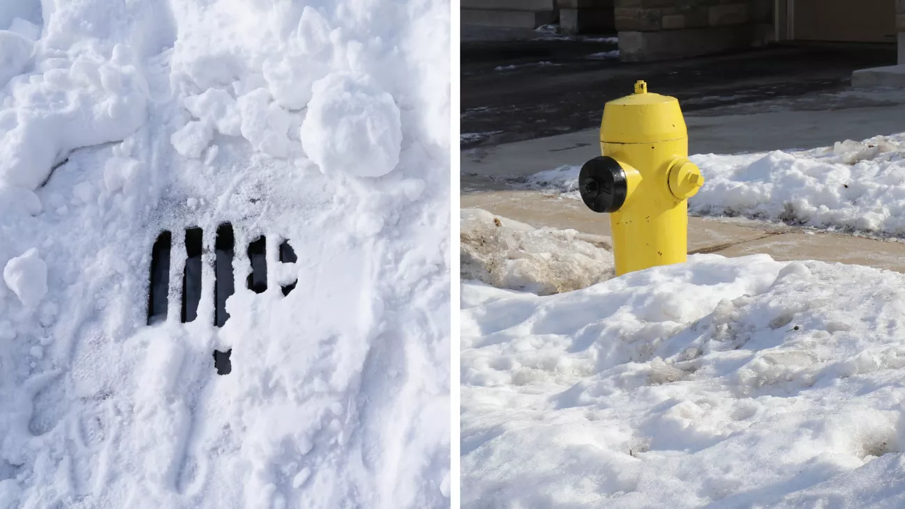 Catch basin and fire hydrant