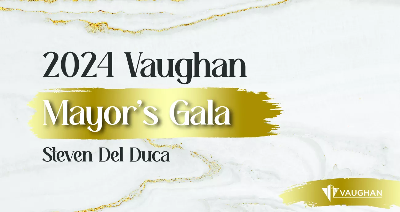 2024 Vaughan Mayor's Gala Steven Del Duca with the City of Vaughan Logo on a marble slab background