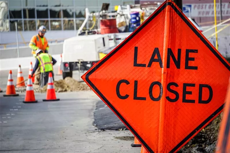 Image shows road work