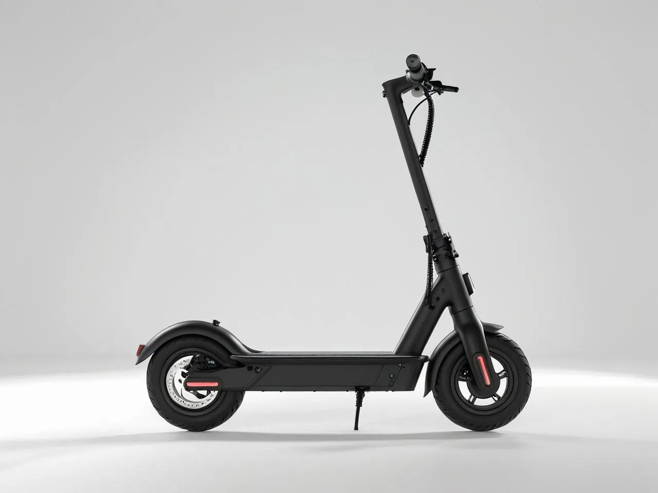 Black kick-style electric scooter.