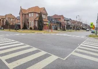 Neighbourhood intersection with crosswalk markings