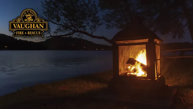 Outdoor fire at the cottage at night