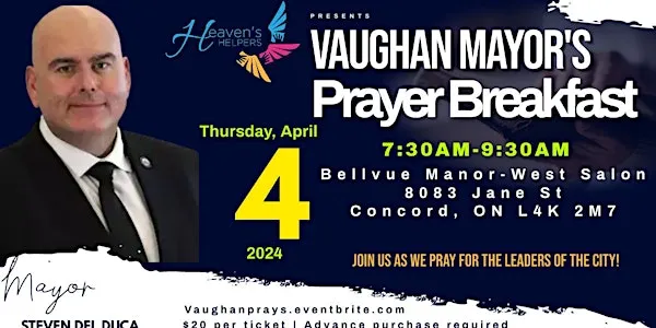 Flyer banner with Mayor Steven Del Duca.