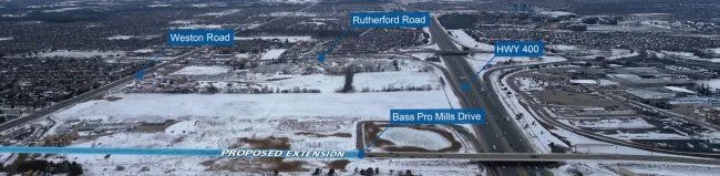 image shows are of Bass Pro Mills Drive future extension between Highway 400 and Weston Road.