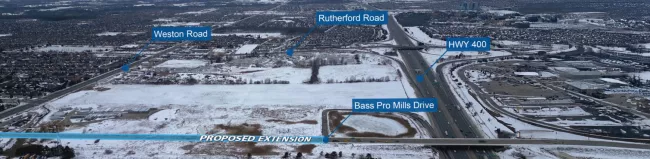 image shows are of Bass Pro Mills Drive future extension between Highway 400 and Weston Road.