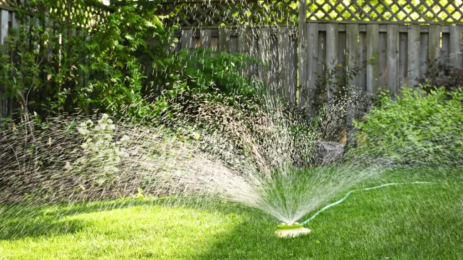 a sprinkler on a lawn