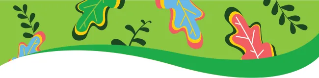 June is Recreation & Parks Month leaves on green background