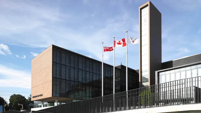 city hall and flags