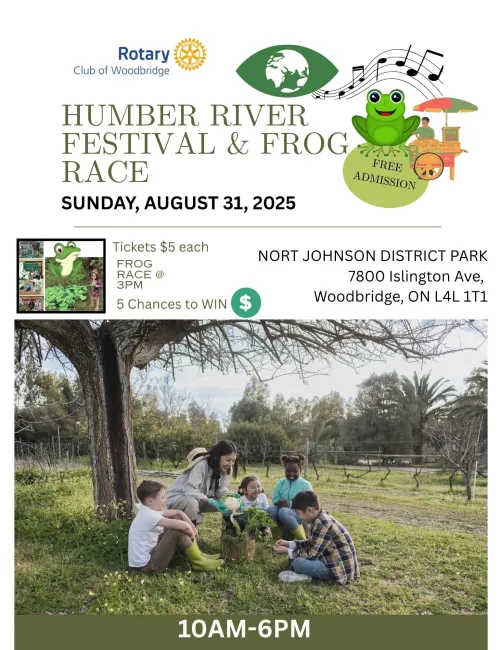 Poster with an image of a group of kids and an adult laughing outdoors