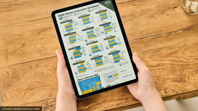 2026 Waste Collection Schedule on a tablet