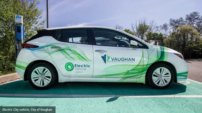 A City of Vaughan-branded green vehicle
