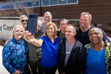 Group taking a selfie