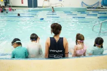 Aquasquirts participants and a Vaughan instructor at Maple Community Centre