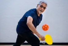 A Vaughan resident learning to play pickleball (Garnet A. Williams Community Centre)