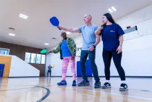 A City instructor teaching Vaughan residents how to play pickleball (Garnet A. Williams Community Centre)