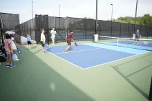 Learning how to rally at Pickleball Stars summer camp