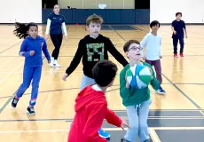 Kids playing basketball