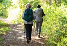 Two people walking with poles